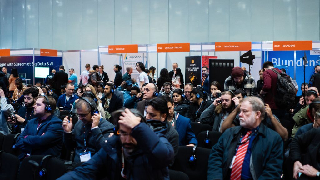 a crowd of people seated